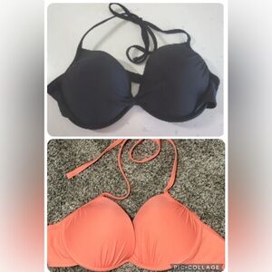 Black and Coral Bikini Tops